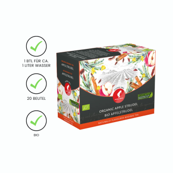 Preview: Julius Meinl Bio Tee Apfelstrudel Tee Big Bag (1 Beutel für ca. 1 lt. Wasser), Früchtetee, 20 Teebeutel im Kuvert, 1